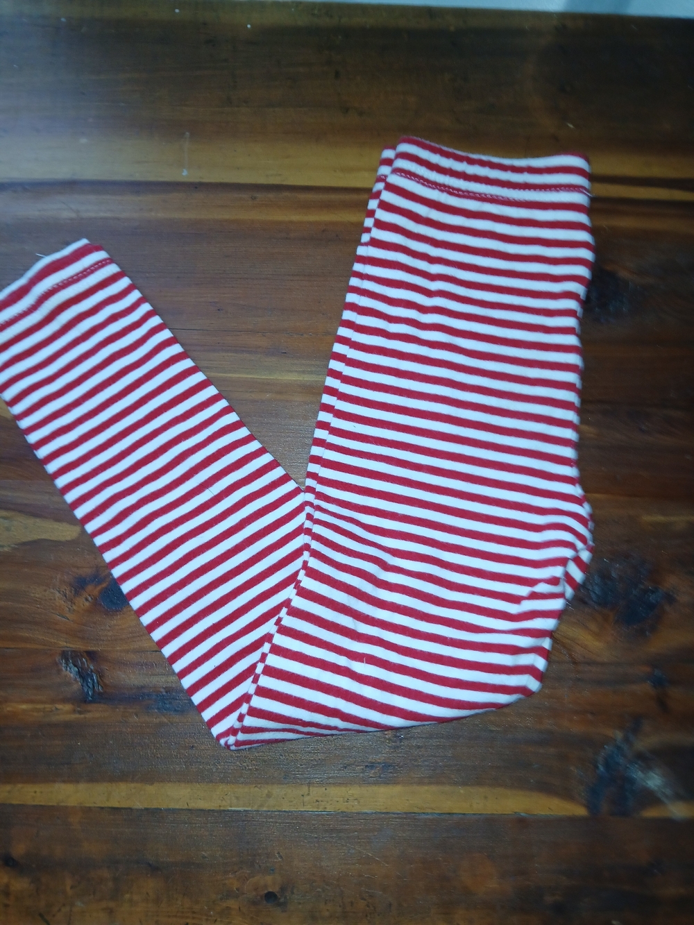 Red and White Striped Leggings
